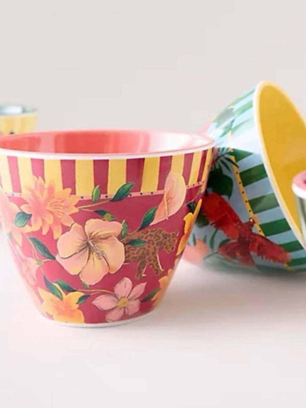 FARM Rio Pink and Yellow Floral Decorative Party Bowl